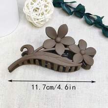 1入新款極簡主義花卉設計女士髮夾,啞面紋理,適用於日常使用 - 彩色 - 查看 6