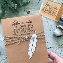 Carimbo feito a mão e com o coração decorativo para embalagens - Damasco - Visão 2