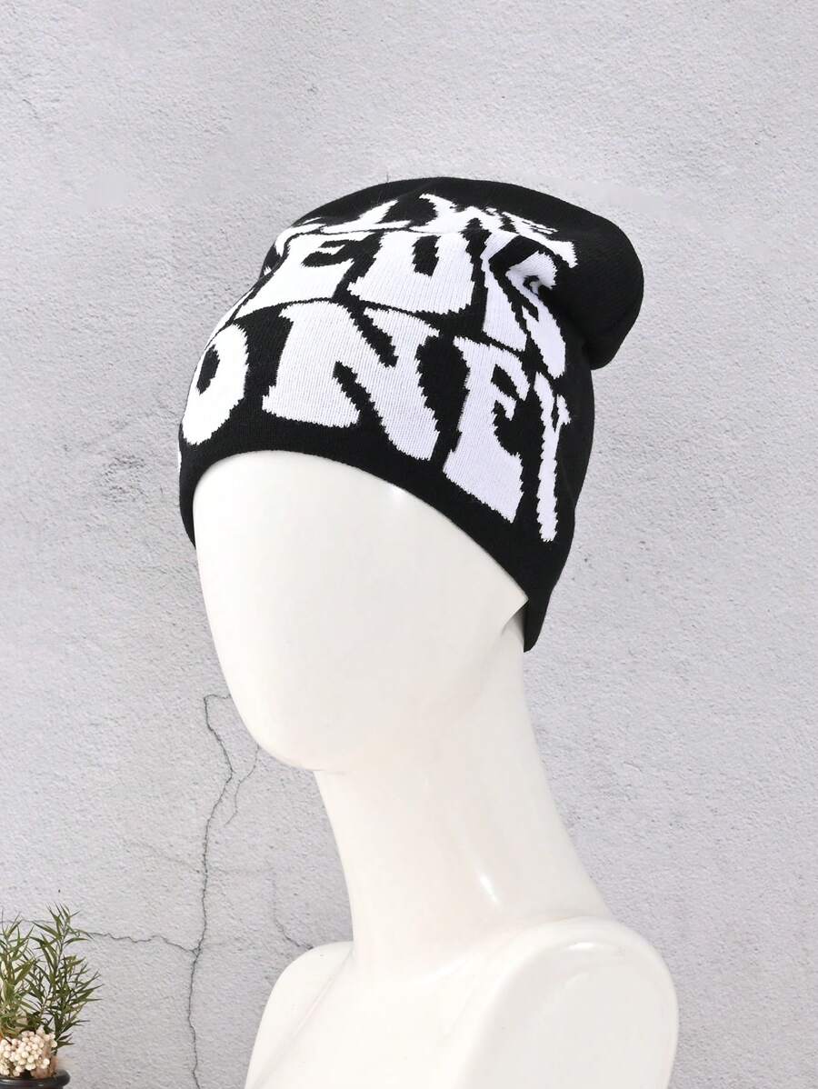 And Personalized Knitted Hat For Couples, Winter Streetwear, Warm And Cold-Proof - Black - View 1