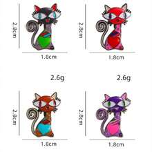 4入組獨特卡通畫貓簪,歐美風格,動物滴油搪瓷別針女裝飾品 - 個性貓咪4件式胸針 - 查看 2