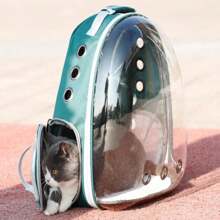 Pet Carrier Backpack For Cats And Puppies, Transparent And Breathable Bag With Space Capsule For Outdoor Carrying - Pink - View 2