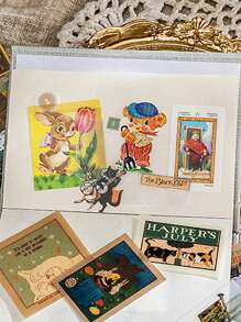 1 Box Of 45pcs Vintage Collage Mini Stickers For Scrapbooking Decoration Material, Envelope Sealing Stickers - Green - View 9