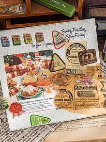 1 Box Of 45pcs Vintage Collage Mini Stickers For Scrapbooking Decoration Material, Envelope Sealing Stickers - Green - View 8