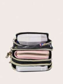 Versatile Printed Cartoon Crossbody Bag - Black - View 5