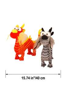 橘色龍毛絨玩具寵物遊戲娃娃,龍毛絨動物玩具,柔軟貼心,清新pp填充,適合14歲以上的生日,節日禮物,桌面和沙發靠墊裝飾 - 橘色 - 查看 3