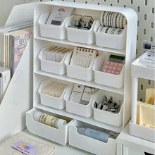 1個桌面抽屜整理盒,抽屜式文具,珠寶,化妝品和配件分類儲物架 - 白色 - 查看 7