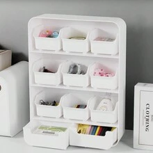 1個桌面抽屜整理盒,抽屜式文具,珠寶,化妝品和配件分類儲物架 - 白色 - 查看 3