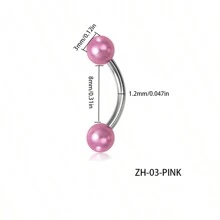 1 件不鏽鋼眉毛、嘴唇、耳朵、鼻子穿孔首飾,附珍珠珠裝飾 - 彩色 - 查看 4