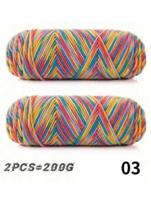 2入組亞克力紗暈染5股染色奶油嬰兒毛衣自織圍巾針織毛球中厚針織毯手工DIY編織毛線材料袋，適用於手工編織DIY帽子、圍巾、外套，重約200克 - 03 Colorful Flowers - 查看 1