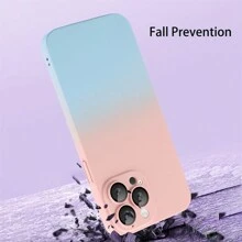 1入組粉藍漸變色PC硬殼馬卡龍雙色噴油皮紋質感，附鏡頭保護、防塵網，超薄防摔手機殼，適用於蘋果15promax/15plus/15pro/15/14promax/14plus/14pro/14/13promax /13pro/13/12promax/12pro/12/11promax/11pro/11/Xsmax/Xr/Xs - 粉紅藍色漸層雙色 - 查看 6