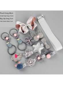 18入組髮飾套裝帶手提箱,包括頭繩,公主皇冠髮夾,可愛髮夾,髮帶,偉大適用於生日禮物(隨機樣式)