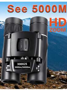 Binocolo Hd Potente 300x25 Con Imaging Chiaro E Ingrandimento 10x, Telescopio Pieghevole Mini A Lungo Raggio 5000m Bak4 Fmc Per La Caccia, Lo Sport, Il Campeggio All'aperto E Il Viaggio