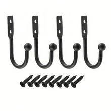 4pcs Antique Alloy Mini Wall Hook Single Row Single Hole Miniature Hook With Screw For Home, Kitchen, Clothes Hanging - Black - View 6