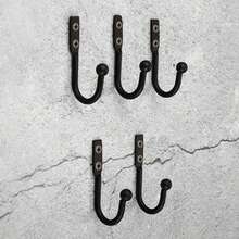 4pcs Antique Alloy Mini Wall Hook Single Row Single Hole Miniature Hook With Screw For Home, Kitchen, Clothes Hanging - Black - View 4