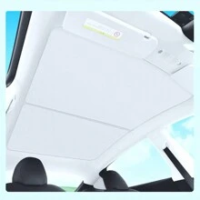 車頂遮陽板汽車遮陽板 特斯拉y型車配件,有效隔熱阻擋陽光 2入組遮陽板 + 2入組銀塗布 - 米色 - 查看 2