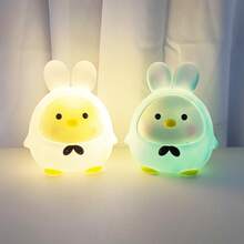 1入組藍色pvc材質暖色光電企鵝夜燈,ins風格,適合兒童臥室、書房、客廳桌面裝飾 - 藍色 - 查看 7