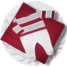 Saída Maternidade Tricô listra vermelho Kit4