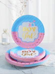 84pcs Gender Reveal Party Supplies Set, Disposable Tableware, 7/9 Inch Disposable Paper Plates, Cups, Napkins - Suitable For Pink And Blue Gender Reveal Decorations Back To School Valentine Day