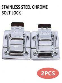 2入組不銹鋼鍍鉻螺栓鎖,適用於箱子、工具箱扣子、化妝箱扣子、行李箱扣子,行李箱工具扣子 - 彩色 - 查看 1