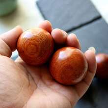 1入紅木手球,旋轉手部玩具,壓力釋放球,中醫健康球 - 原木色 - 查看 5