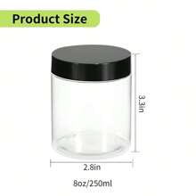 8oz Plastic Jars With Screw On Lids, 1pc Refillable Empty Round Slime Cosmetics Containers For Storing Dry Food, Makeup, Slime, Honey Jam, Cream, Butter, Lotion - Black - View 2
