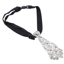 1 件水钻金属镶嵌水钻小领带，优雅女士正式领带，时尚个性化水晶领带通用韩国葡萄酒派对婚礼仪式金属短款奢华领带配饰，精致、时尚，适合正式活动 - 婚礼主办、婚礼、节庆、宴会和正式活动等的完美配饰 - 优雅水晶领带 - 白底白鑽 - 查看 6