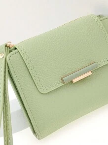 MINGYOU 时尚可爱柔软短款拉链零钱包女士钱包女式钱包钱包 - 綠色 - 查看 6