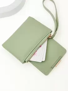 MINGYOU 时尚可爱柔软短款拉链零钱包女士钱包女式钱包钱包 - 綠色 - 查看 2