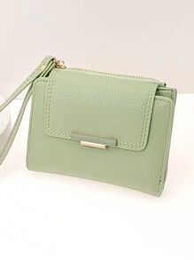 MINGYOU 时尚可爱柔软短款拉链零钱包女士钱包女式钱包钱包 - 綠色 - 查看 5