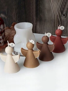 3d天使矽膠模具,diy天使造型蠟燭模具,糖霜巧克力工藝模具,用於粘土石膏環氧樹脂製作節日禮物 - 白色 - 查看 1