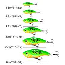 6Pcs/Pack VIB Lure 3/5/7/10/15/20g Sinking Casting Lure 3D Eyes Spinner Blade Baits Hard Fishing Lures Artificial Crankbait For Bass Walleyes Trout