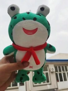 1只柔軟創意青蛙形狀絨布娃娃,可愛的兒童填充玩具,偉大的節日禮物 - 紅色 - 查看 1