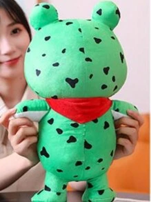 1只柔軟創意青蛙形狀絨布娃娃,可愛的兒童填充玩具,偉大的節日禮物 - 紅色 - 查看 4