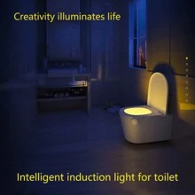1入組電池供電的馬桶led夜燈,感應馬桶座燈,8色變化馬桶燈,浴室夜燈,淋浴房氛圍燈 - 白色 - 查看 2