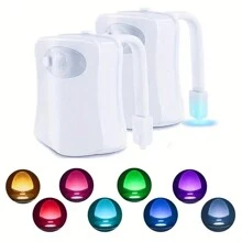 1入組電池供電的馬桶led夜燈,感應馬桶座燈,8色變化馬桶燈,浴室夜燈,淋浴房氛圍燈 - 白色 - 查看 5