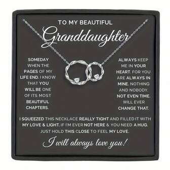 Girls Elegant Double Heart Pendant Necklace Decorative Accessories Birthday Gift To My Beautiful Granddaughter