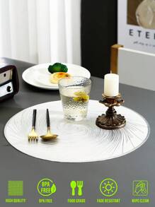 2–6 Stück Kreisförmiges, Abstraktes Wirbel-design, Minimalistisches Silbernes Tischset, Waschbar, Leicht Zu Reinigen, Abwischbar, Rutschfest, Hitzebeständig, Tischschutz, Herzförmiges Und Elegantes Tischset, Tischdekoration, Küchentischset, Urlaubs- Und Hochzeitsdekoration - Silber - Übersicht 3