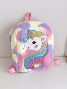 毛绒独角兽卡通背包，青少年适用，女孩休闲书包