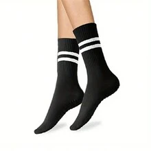 1pair Pilates Socks Professional Non-Slip Mid-Tube Yoga Socks Anti-Slip Sports Plain Floor Socks - Black - View 6
