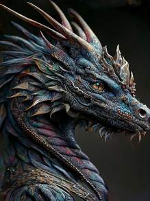 5d全鑽貴族龍設計圓形鑽石畫diy套件,家居裝飾手工禮品,壓力緩解玩具 - 高貴的龍17 - 查看 1