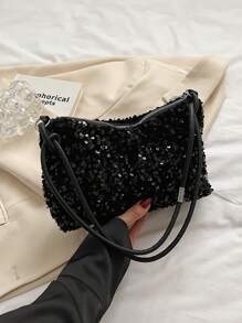 Luxury Sequins Quilted Evening Bag, Elegant Dress Clutch Purse, Women's Handbag For Wedding Party Prom Banquet