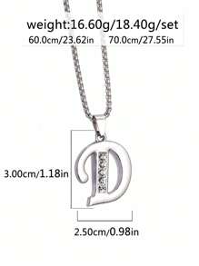 1 Stück Bestseller 26 Englische Buchstaben Halskette, modischer Kristall-Zirkonia Buchstaben Anhänger Halskette, Titan-Stahl Schlüsselbein-Kette für Geburtstag, Feiertag Geschenk, Unisex, Größe 60cm/70cm, großer Buchstaben-Halskette für Herren/Damen/Paare, Alltagsmode