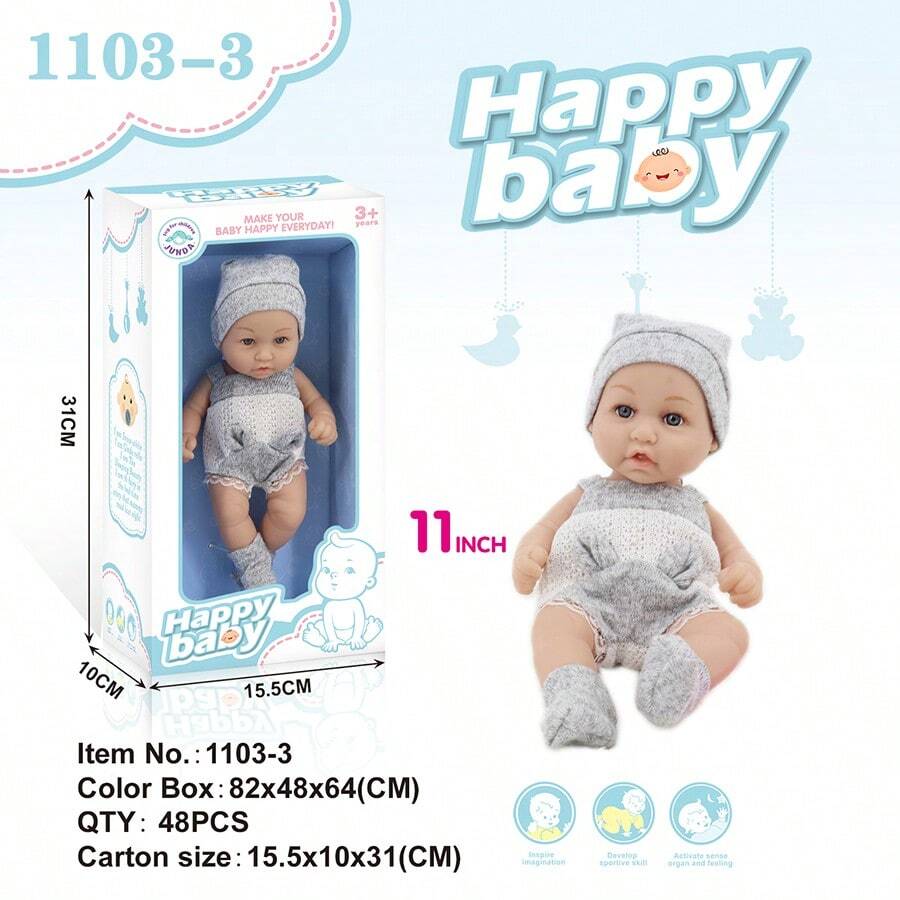11英寸歐美風格重生娃娃,新生嬰兒動作人偶可動柔軟橡膠玩具,角色扮演