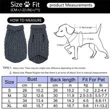 1 件寵物針織毛衣麻花圖案泰迪熊貓貓小狗衣服秋冬休閒保暖 - 灰色 - 查看 3