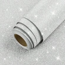 A Roll Of Shiny Silver Self-Adhesive Wallpaper Thickened PVC Waterproof Moisture-Proof Wear-Resistant Detachable Sticker Shiny And Sparkly Just Peel And Stick For Living Room Bedroom Hotel Party Background Wall Home Decoration Wall Sticker Kitchen Tabletop Cabinet Drawer Furniture Renovation And Transformation Gift Wrapping Paper17.7inX196.8/118.1/39.3in