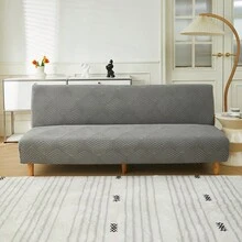 1pc Sofa Bed Cover Leaf Pattern High Elasticity Easy To Install Multiple Sizes Jacquard Folding Sofa Bed Cover Universal Pet-Proof Sofa Decoration - Dark Grey - View 6