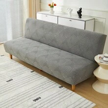1pc Sofa Bed Cover Leaf Pattern High Elasticity Easy To Install Multiple Sizes Jacquard Folding Sofa Bed Cover Universal Pet-Proof Sofa Decoration - Dark Grey - View 7