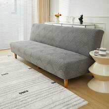 1pc Sofa Bed Cover Leaf Pattern High Elasticity Easy To Install Multiple Sizes Jacquard Folding Sofa Bed Cover Universal Pet-Proof Sofa Decoration - Dark Grey - View 8