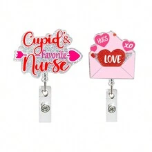 1入情人節徽章卡卷收納盒，心型箭矢信封假期護士卡卷收納盒，針式收納盒 - 白色 - 查看 2