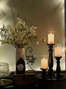 LED擬真蠟燭燈，電池驅動的LED燭燈，LED無火電池燭燈，亞克力閃爍圓柱燭燈，電池營運，3D火焰操作，3入升級版無火蠟燭LED柱狀閃爍電子燭，電池營運，亞克力杯電子燭光，電池無火電動凡事玻璃燭，適用於節日婚禮家庭派對裝飾，適用於萬聖節，婚禮和家居裝飾，室內/室外用燈 - 米色-Bullet shaped wicks - 查看 12